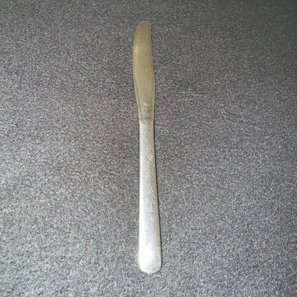 Vintage Military US OL Stainless Dinner Knife Flatware Silver Standard Round Tip